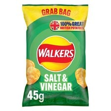 Walkers Salt & Vinegar Grab Bag Crisps 45g