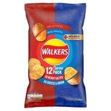 Walkers Ready Salted & Cheese & Onion Multipack Crisps 12x25g