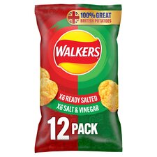 Walkers Ready Salted & Salt & Vinegar Multipack Crisps 12x25g