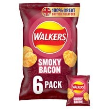 Walkers Smoky Bacon Multipack Crisps 6x25g