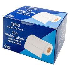 Tesco Self- Adhesive White Labels 250 Roll