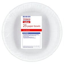 Tesco Paper Bowls White 16Cm 25Pk