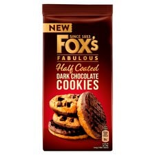 Fox's Fabulous Half Coated Dark Chocolate Cookies 175g