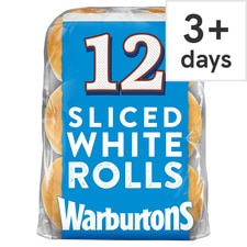 Warburtons White Sliced Sandwich Rolls 12 Pack