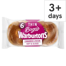 Warburtons Thin Bagels Cinnamon & Raisin 6 Pack