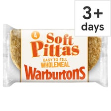 Warburtons 4 Soft Wholemeal Pittas