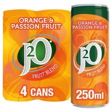 J2O Orange & Passion Fruit Cans 4 x 250ml