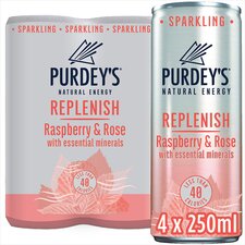 Purdey's Natural Energy Rejuvenate Sparkling Grape & Apple with Ginseng Can  4x250ml