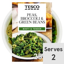 Tesco Peas Broccoli & Green Beans 250G