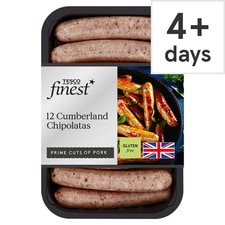 Tesco Finest 12 Cumberland Chipolatas 375G