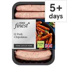 Tesco Finest 12 Pork British Chipolatas 375G