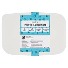 Polylina Medium Plastic Microwave Container & Lid 6 Pack