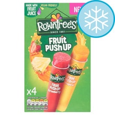 Rowntrees Fruit Push Ups Strawberry & Tropical Ice Lollies 4x90ml