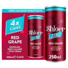 Shloer Zero Calorie Sparkling Red Grape Juice Drink 4 x 250ml 