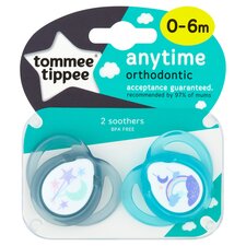 Tommee Tippee Anytime Soothers, 0-6m, Pack of 2