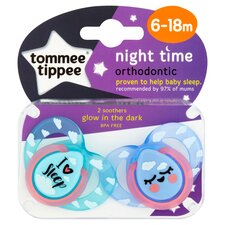 Tommee Tippee Night Time Soother, 2 Pack, 6-18 Months