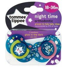 Tommee Tippee Night Time Soothers, 18-36m, Pack of 2