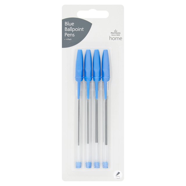 Morrisons Ball Point Pens Blue 4 per pack