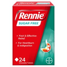 Rennie Heartburn & Indigestion Chewable Tablets - Sugar Free 24s