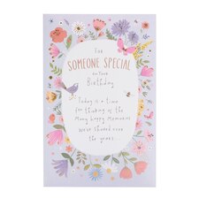 Someone Special Birthday Card - Bird and flowers