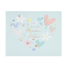 Mum Birthday Card - Hearts & flowers