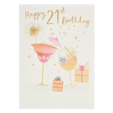 21st Birthday Card - Cocktail