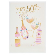 50th Birthday Card - Champagne