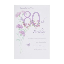 80th Birthday Card - Floral