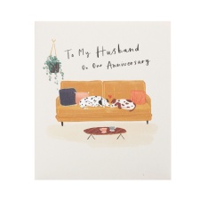 Husband Wedding Anniversary card - Dogs On Sofa