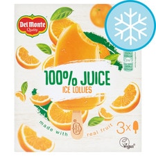 Del Monte 100% Juice Orange Ice Lollies 3 X 75Ml