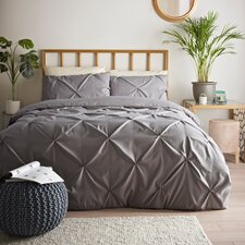 Cosmoliving Grey Pintuck Duvet Set Kingsize