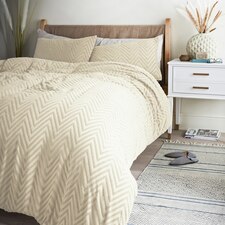 Cosmo Living Tufted Chevron Duvet Set - Ivory - Single