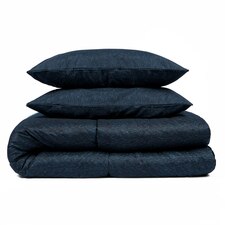 OHS Reversible Coverless 10.5 Tog Duvet And Pillowcase Bedding Set, Double - Navy Blue