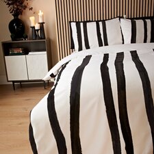 Cosmo Living Black Crafted Stripe Duvet Set King