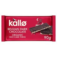 Kallo Belgian Dark Organic Chocolate Rice Cake Thins 90g