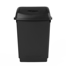 OHS Plastic Kitchen Office Home Waste Rubbish Flip Top Swing Bin, 50L - Black