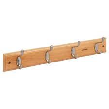 Ashley Deluxe Wooden Wall-Mounted Coat Rack - 4 Hook - Pine