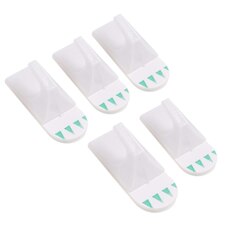 Ashley Square Plastic Self-Adhesive Hooks - 25mm x 35mm - White - Pack of 5