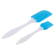 Ashley 2pc Silicone Pastry Brush & Spatula Set - Blue