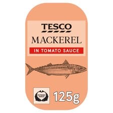 Tesco Skinless Boneless Scottish Mackerel In Tomato Sauce 125G