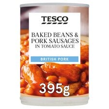 Tesco Baked Beans & Pork Sausages In Tomato Sauce 395G