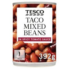 Tesco Taco Mixed Beans Spicy Tomato Sauce 395G