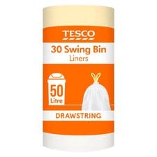 Tesco Drawstring Swing Bin Liners 30 Pack (50L)