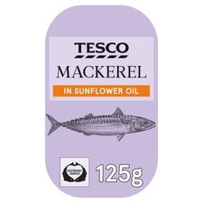 Tesco Mackerel Fillets Sunflower Oil 125G