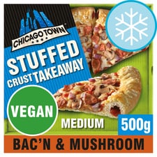 Chicago Town Takeaway Vegan Stuffed Crust Bacon & Mushroom Medium Pizza