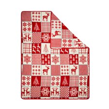 BHS Christmas Winter Patchwork Throw, Red