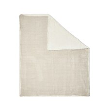 BHS Knitted Waffle Throw with Sherpa, Natural