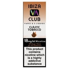 Ibiza Club Vapes & E-Liquids 18Mg Classic Tobacco