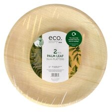 Jena Palm Leaf Round Platter 31Cm - 2 Pack