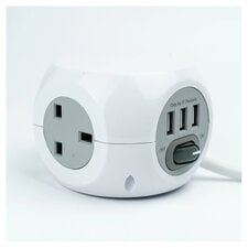 Status Cube 3 Plug 3 Usb 1.4M Extension Lead